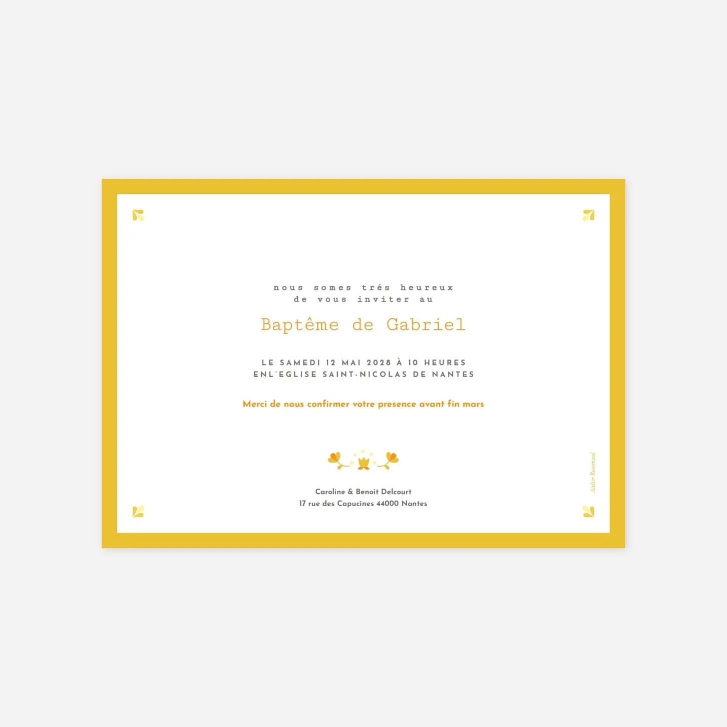 Faire-part baptême Croix folk