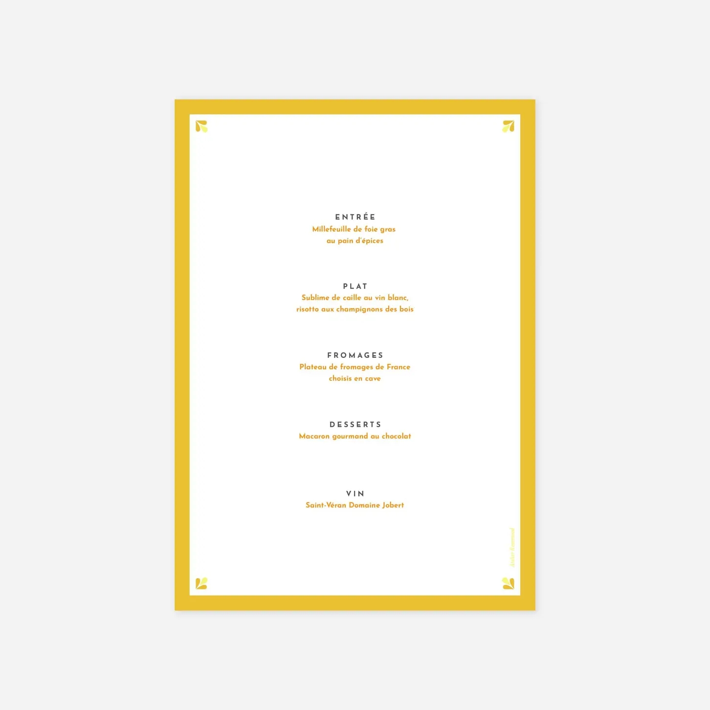 Menu baptême Croix folk