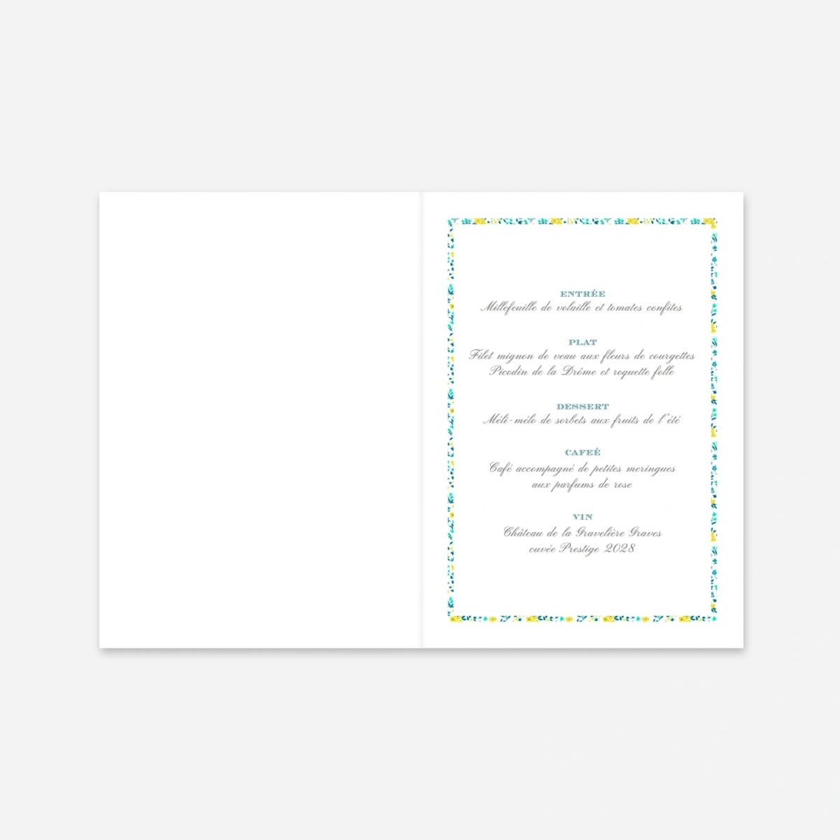 Menu baptême Croix Liberty