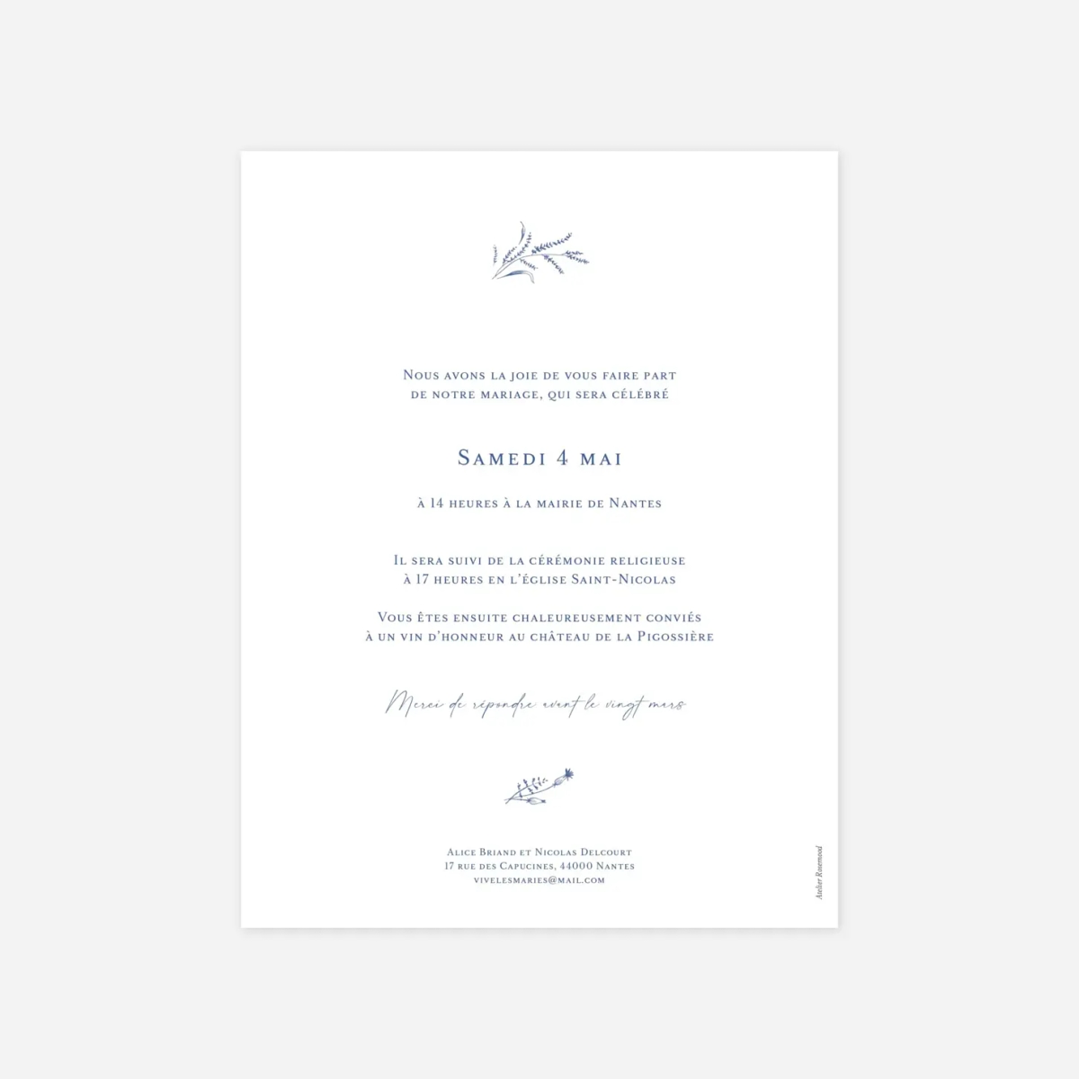 Faire-part mariage Couronne traditionnelle