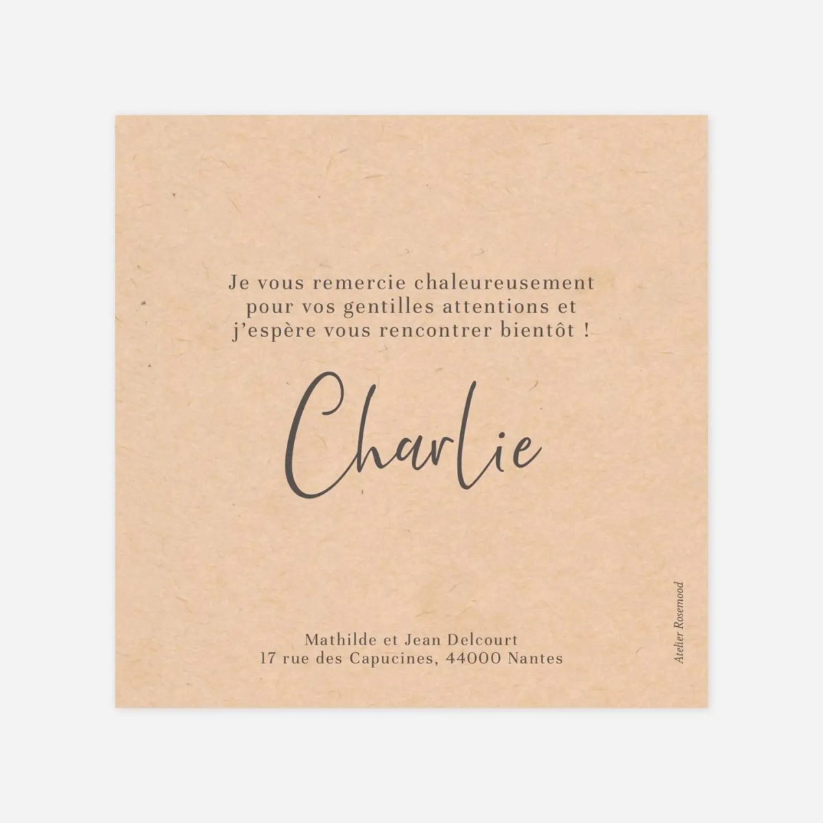 Carte remerciement naissance Cueillette