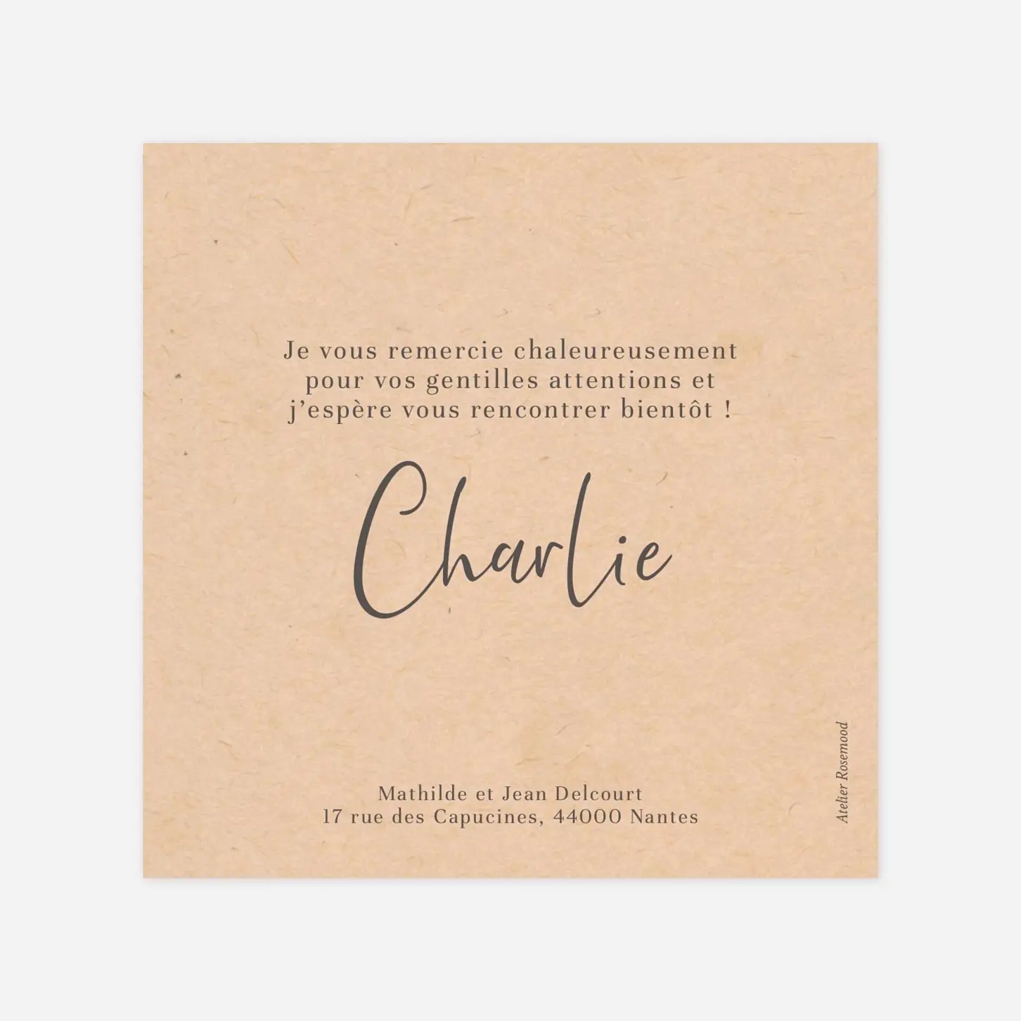 Carte remerciement naissance Cueillette