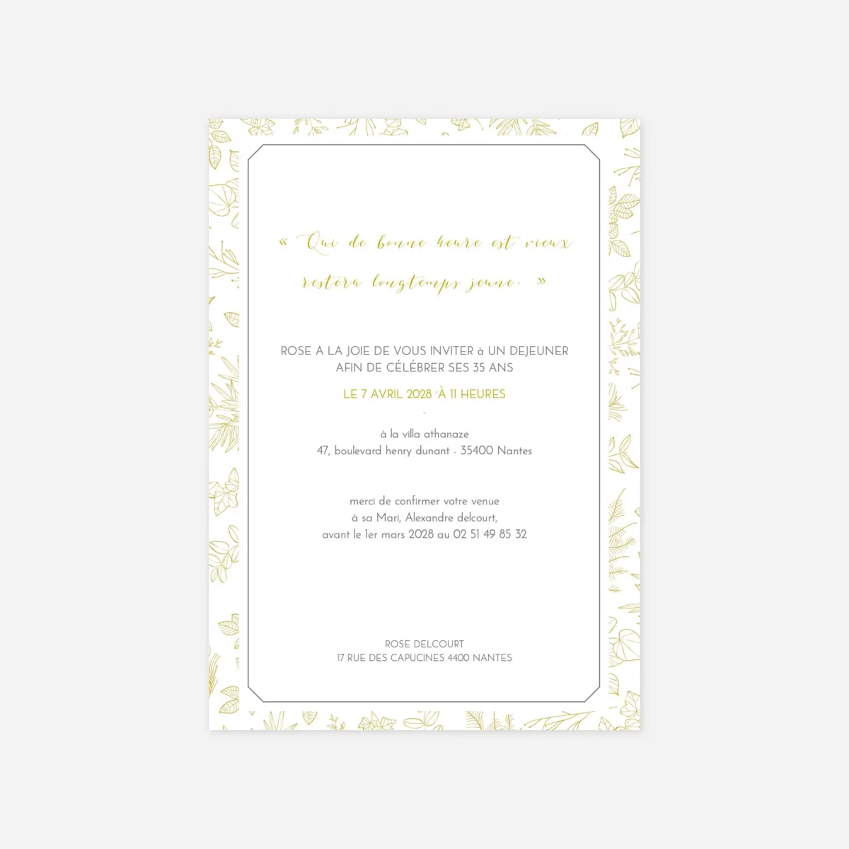 invitation anniversaire Délicatesse