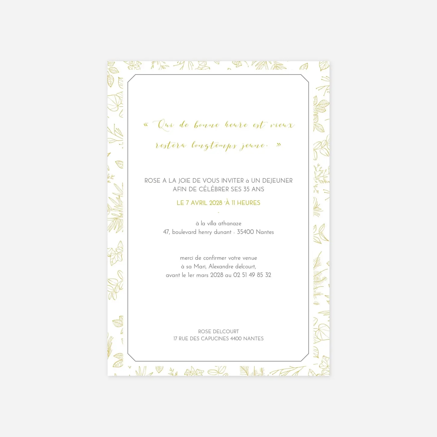 invitation anniversaire Délicatesse