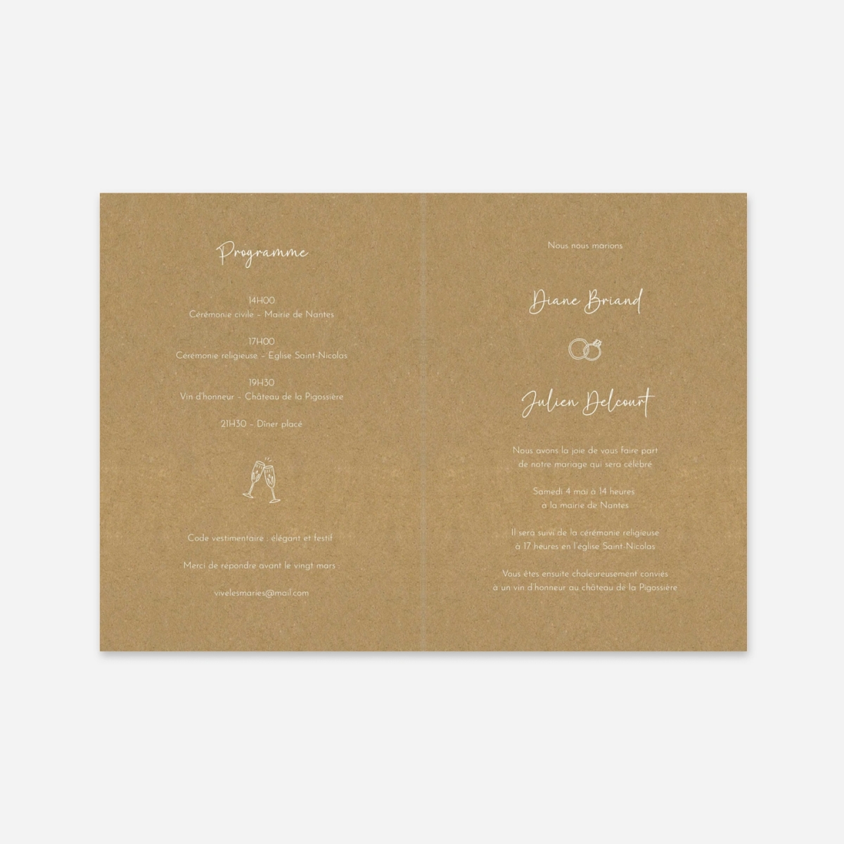 Faire-part mariage Douces esquisses