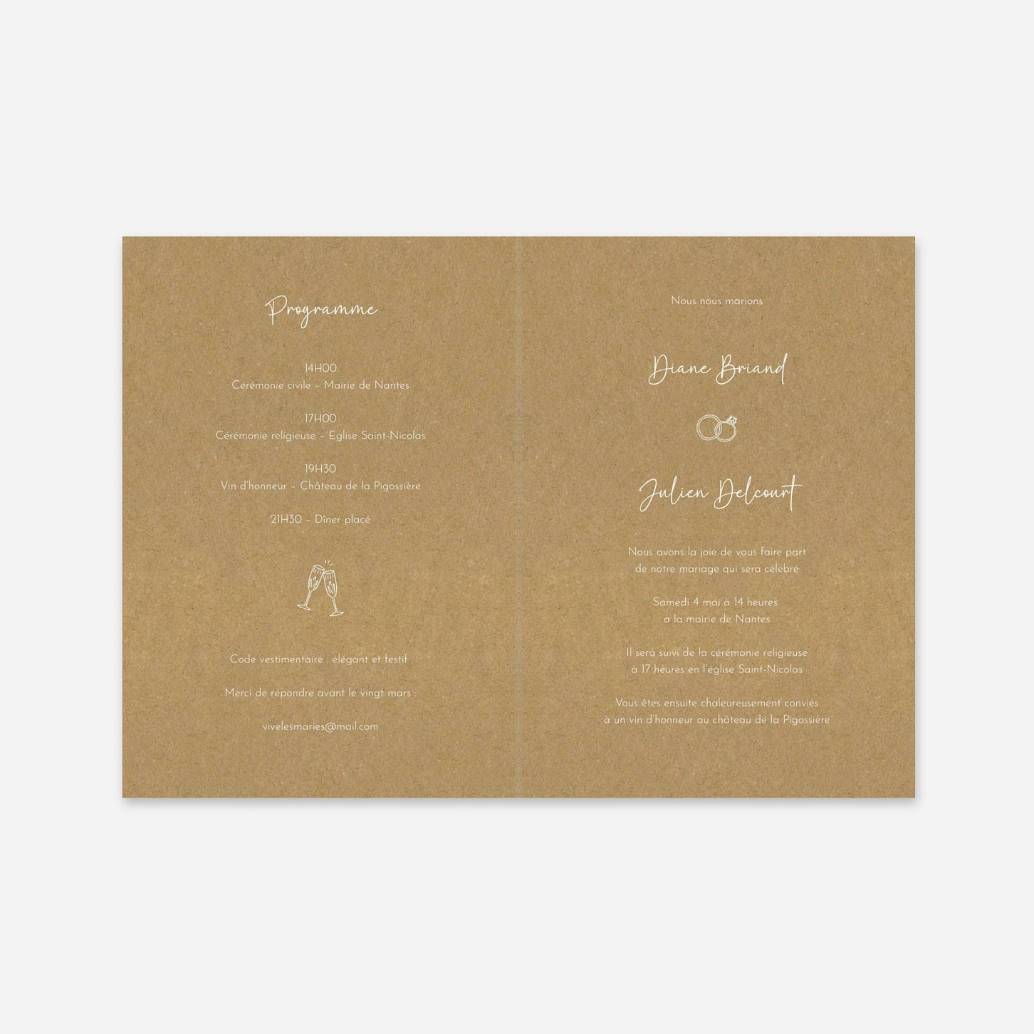 Faire-part mariage Douces esquisses