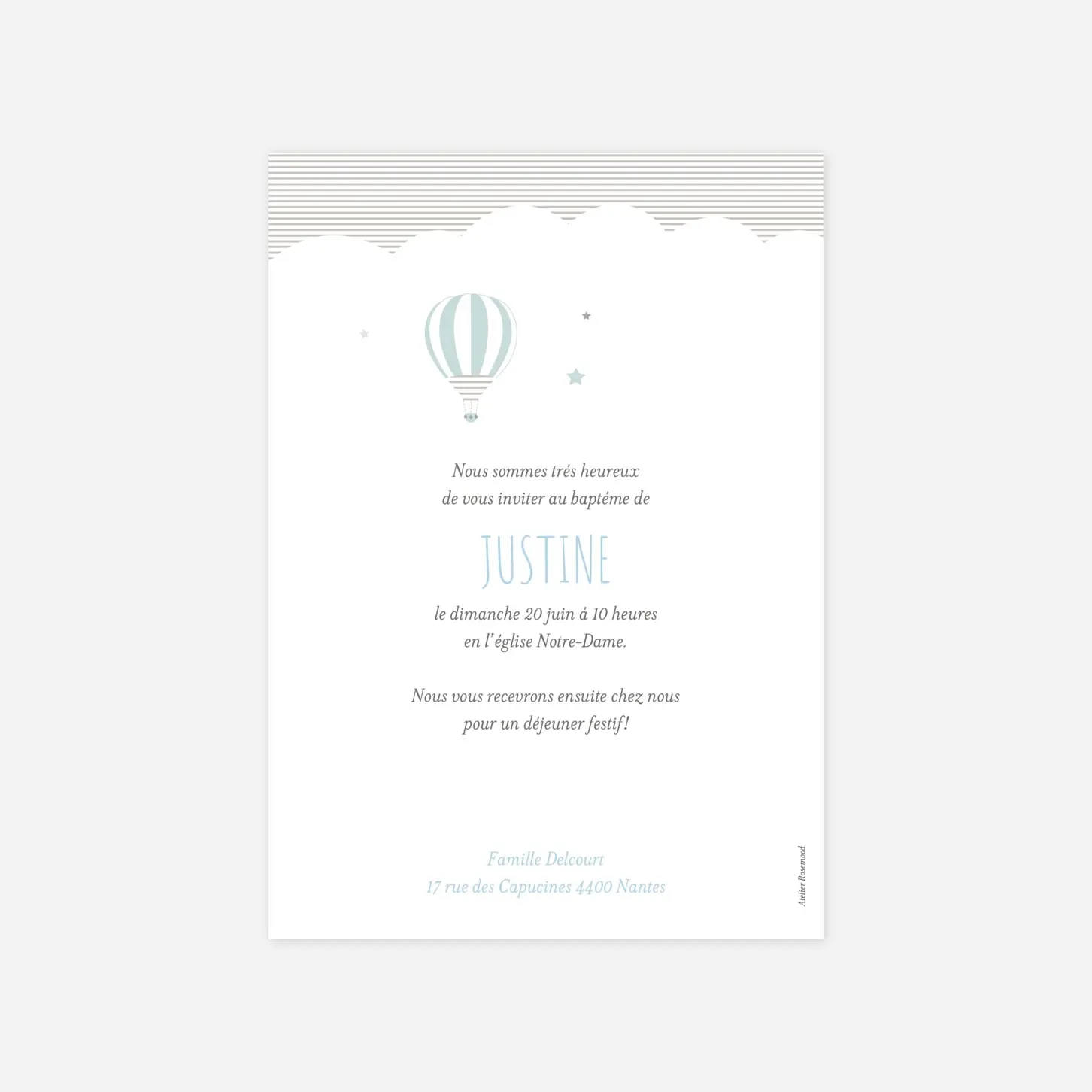 Faire-part baptême Dans le ciel photo