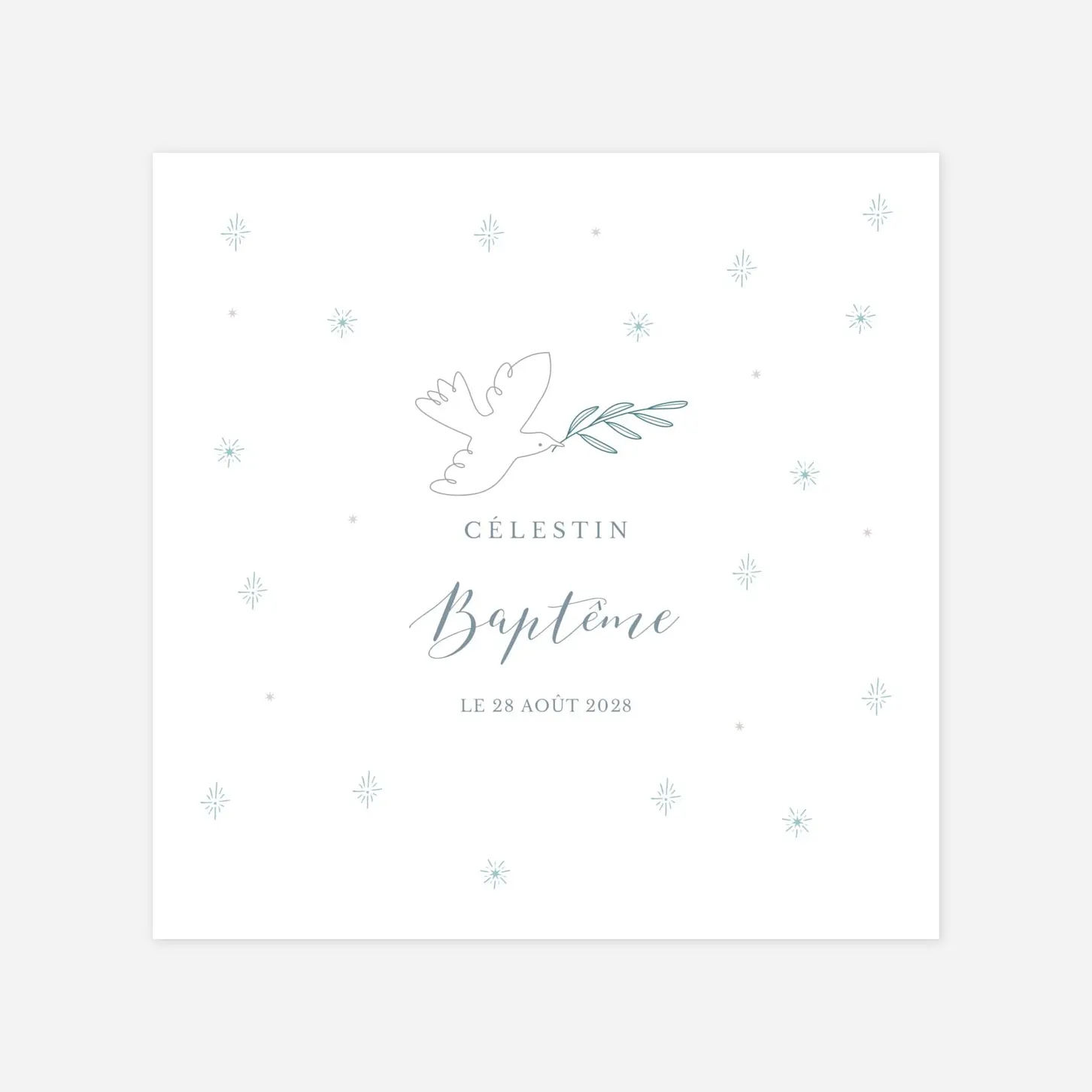 Faire-part baptême Douce colombe