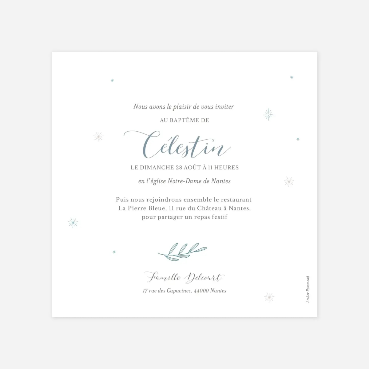 Faire-part baptême Douce colombe