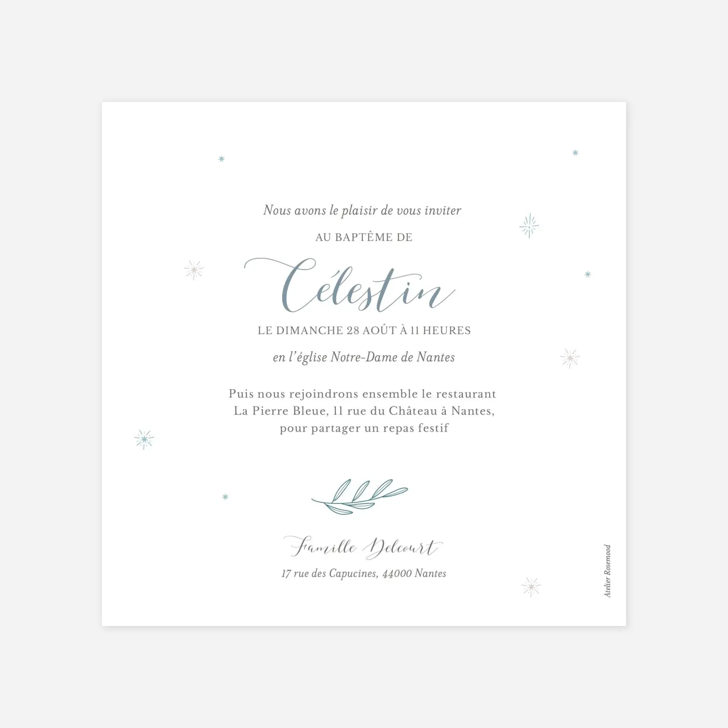 Faire-part baptême Douce colombe