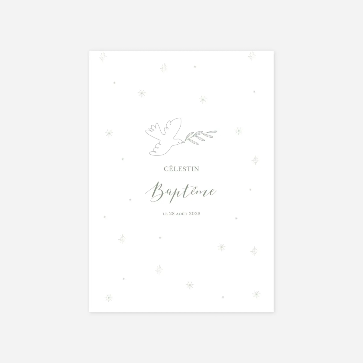 Menu baptême Douce colombe