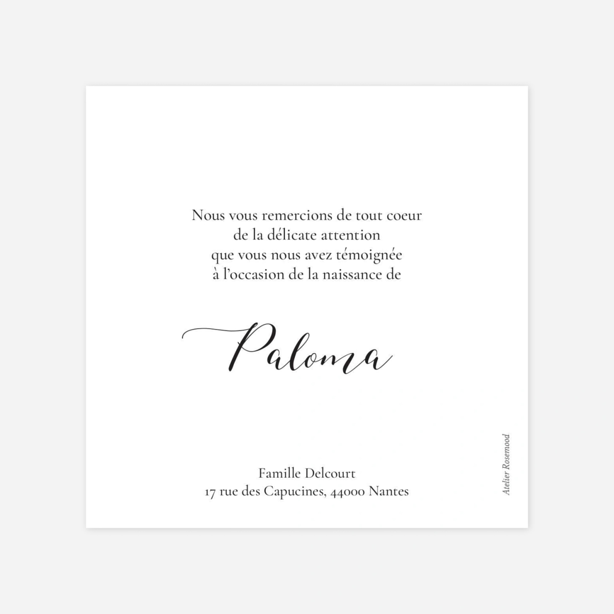 Carte remerciement naissance Douces indiennes