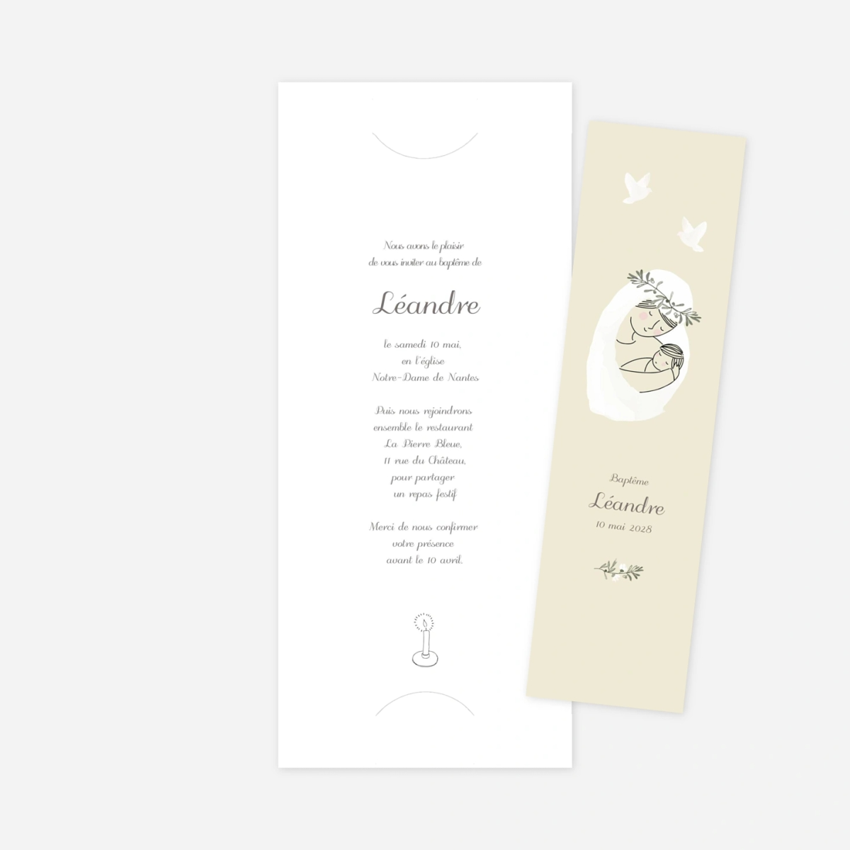 Faire-part baptême Douce lueur