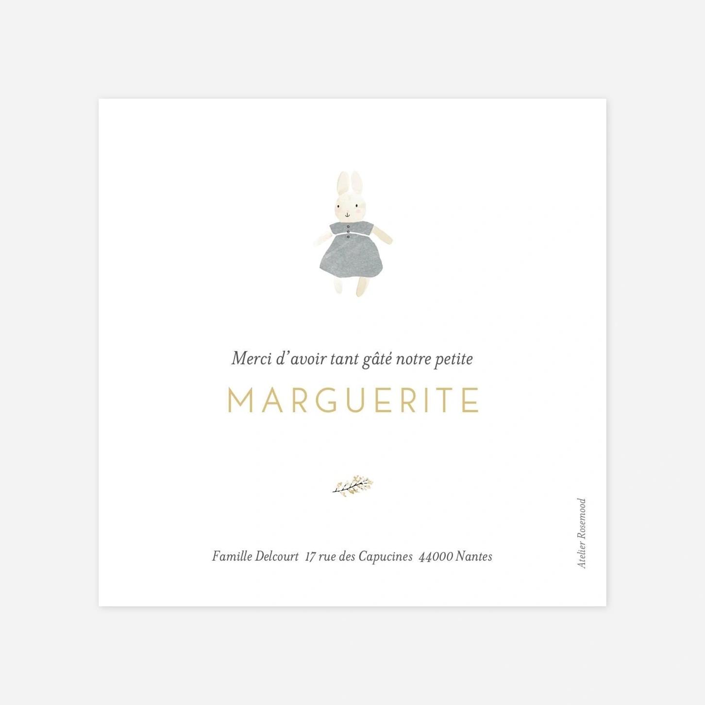 Carte remerciement naissance Doux rêves