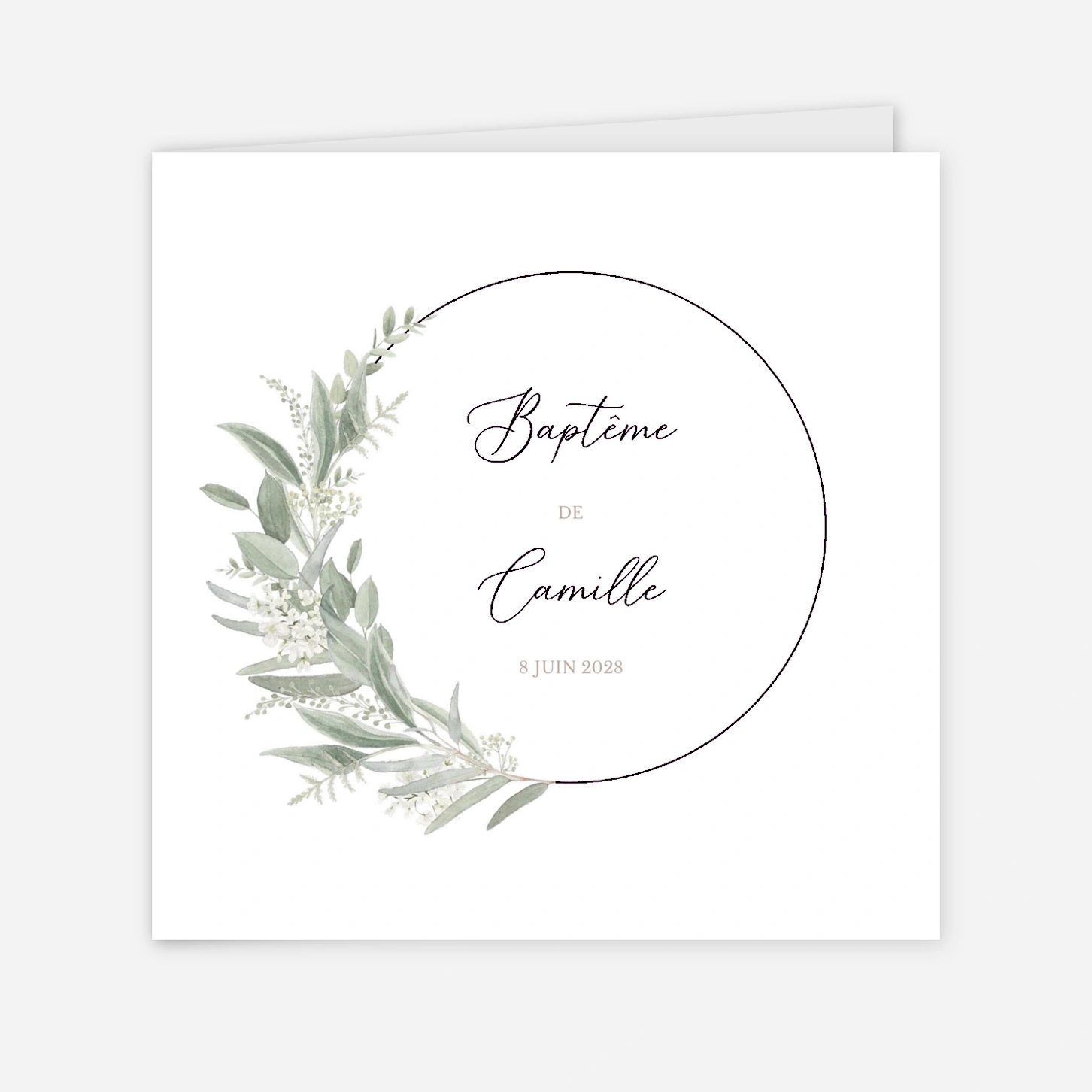 Faire-part baptême Rameau de sauge