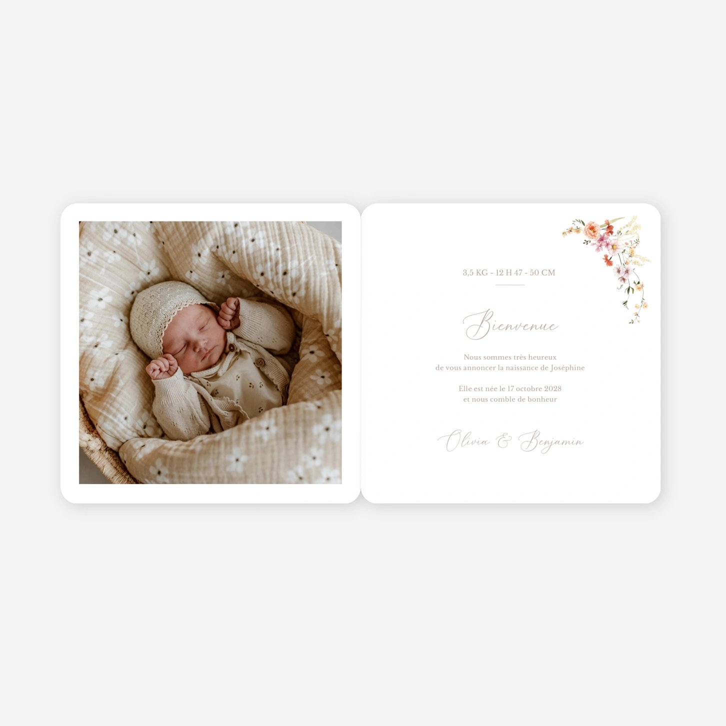 Faire-part naissance Rêve fleuri