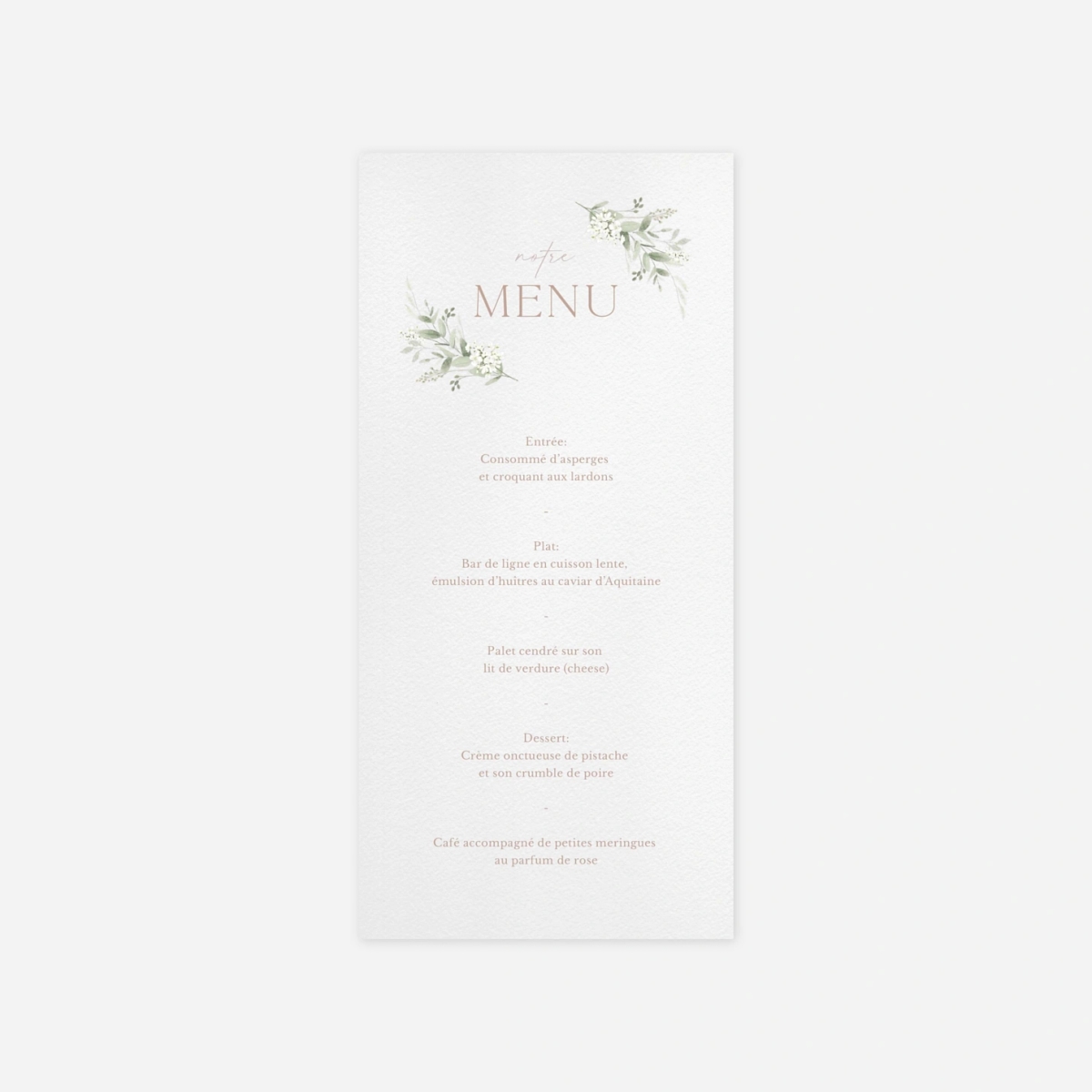 Menu mariage Éclat Naturel