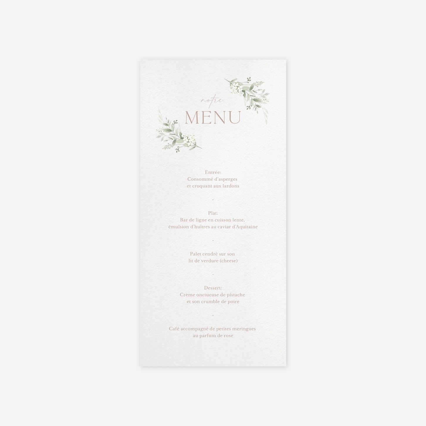 Menu mariage Éclat Naturel