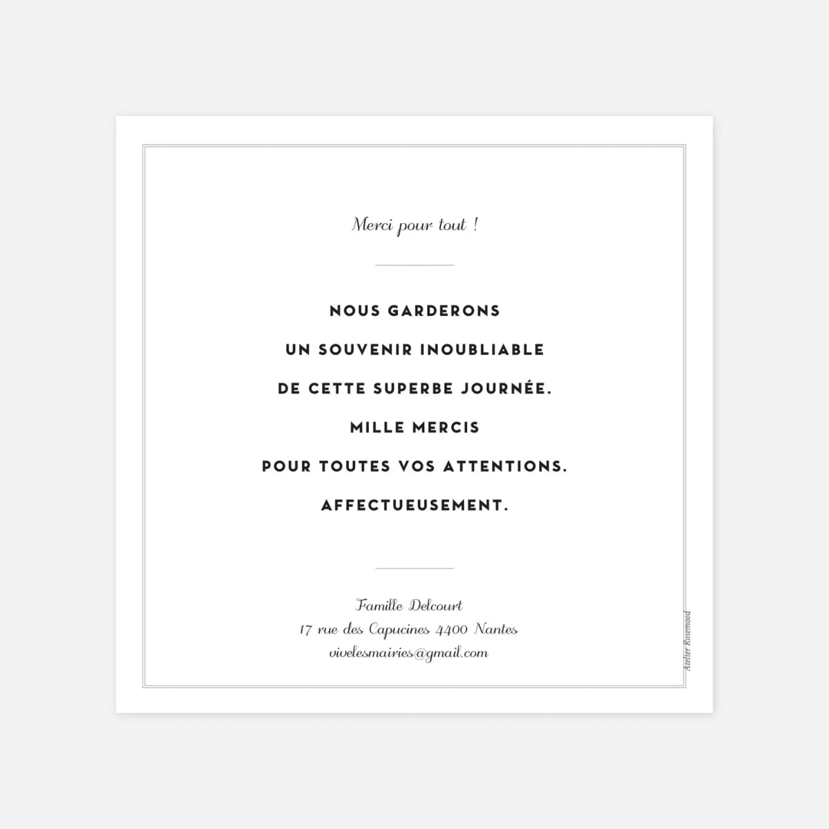 Carte de remerciements Écusson