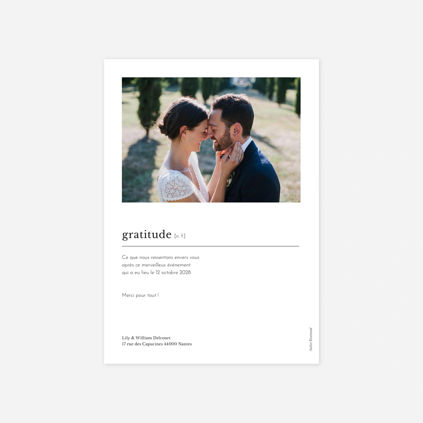 Carte de remerciements Édito