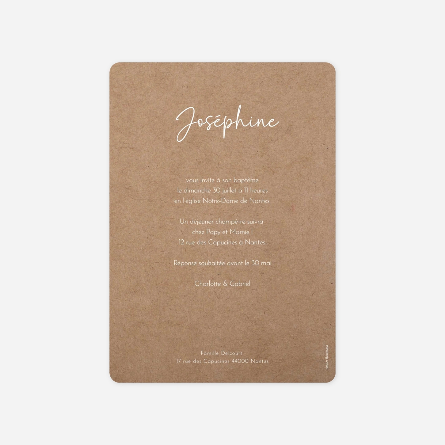 Faire-part baptême Doux symboles