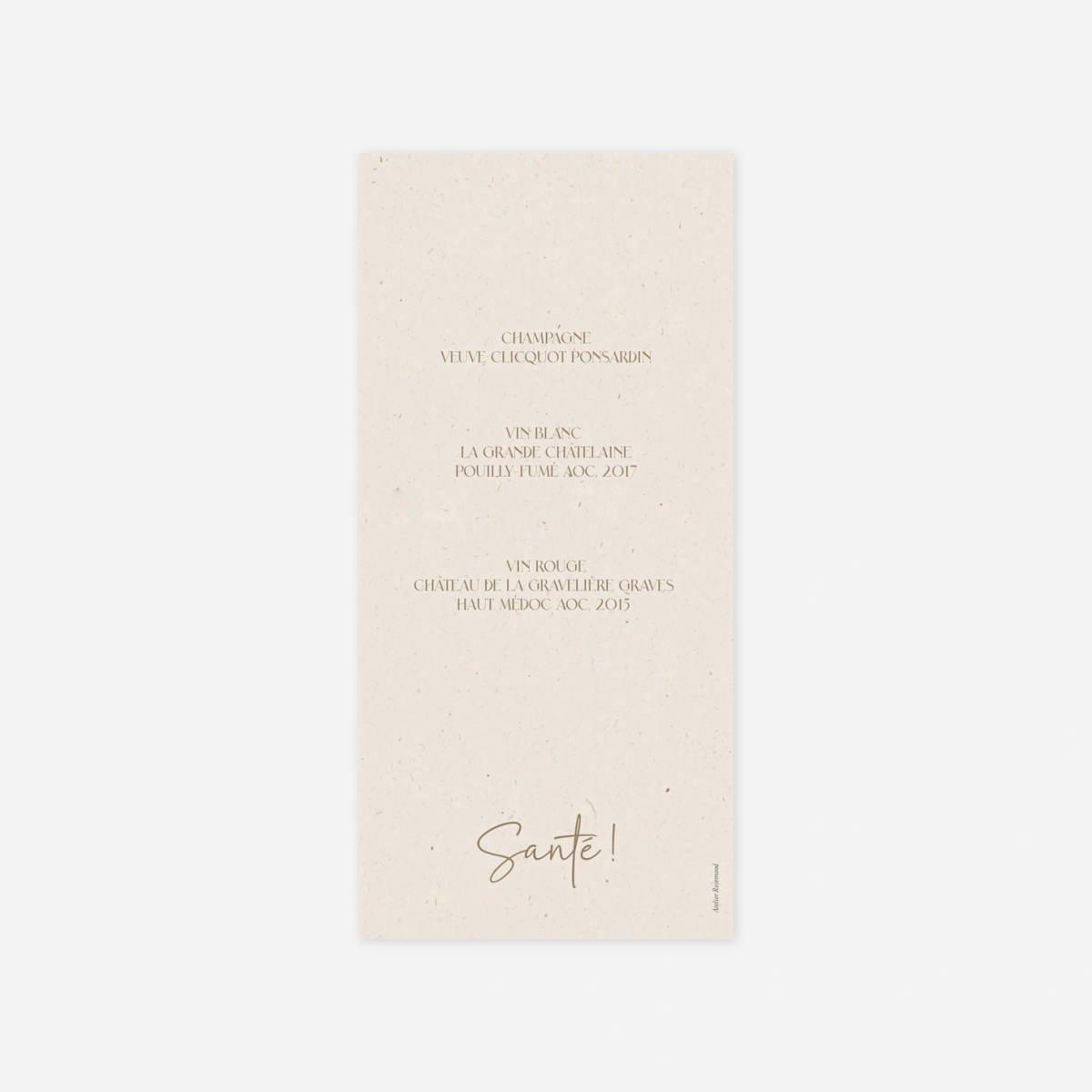 Menu mariage Instant précieux