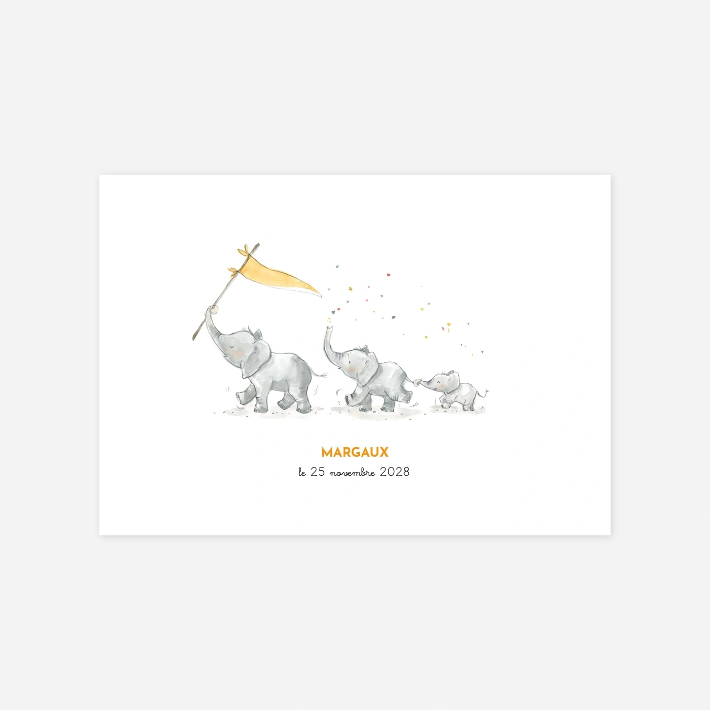 Faire-part naissance Éléphants en famille