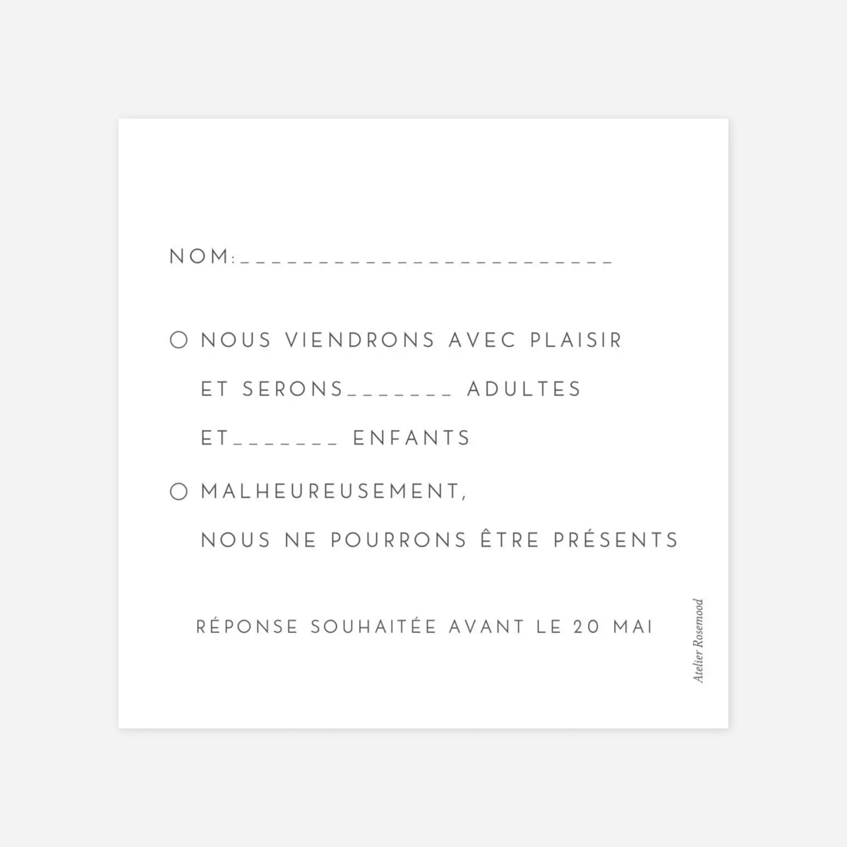 Carton réponse Élégant cœur