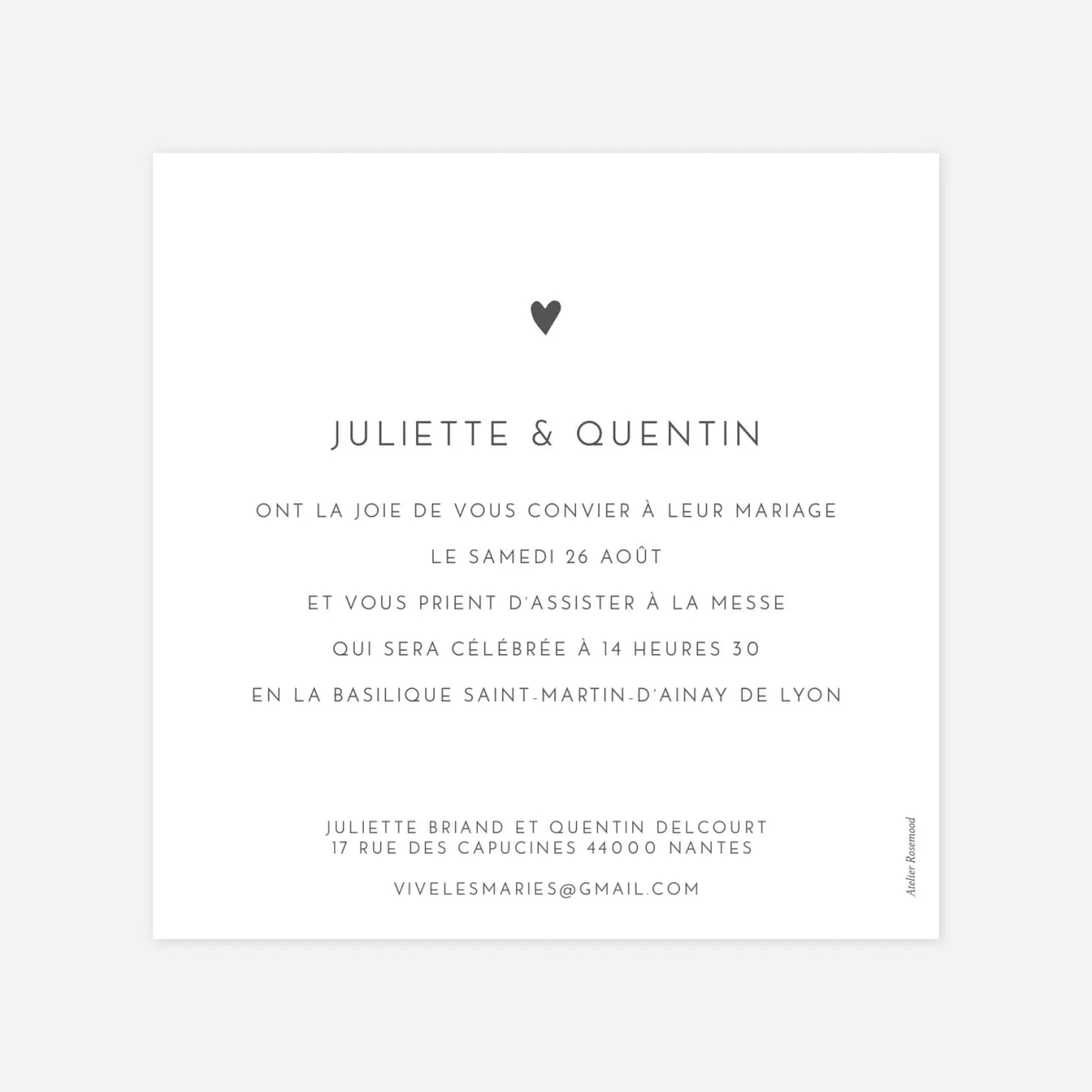 Faire-part mariage Élégant cœur