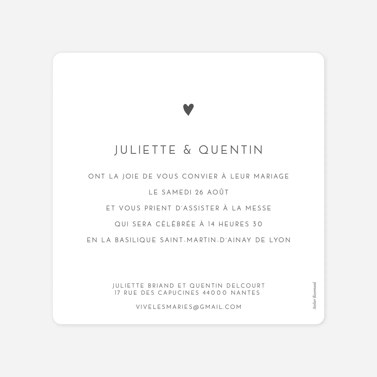 Faire-part mariage Élégant cœur