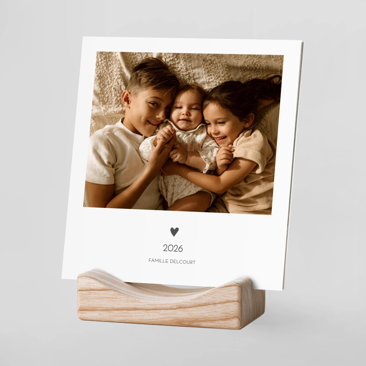 Calendrier photo avec support bois Élégant cœur