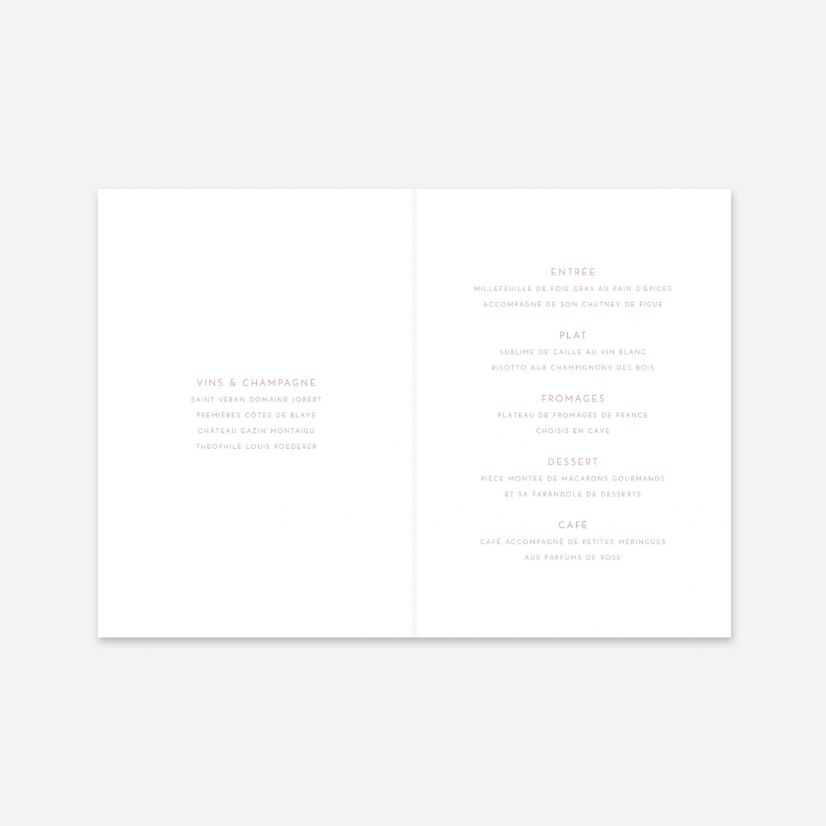 Menu baptême Élégant cœur