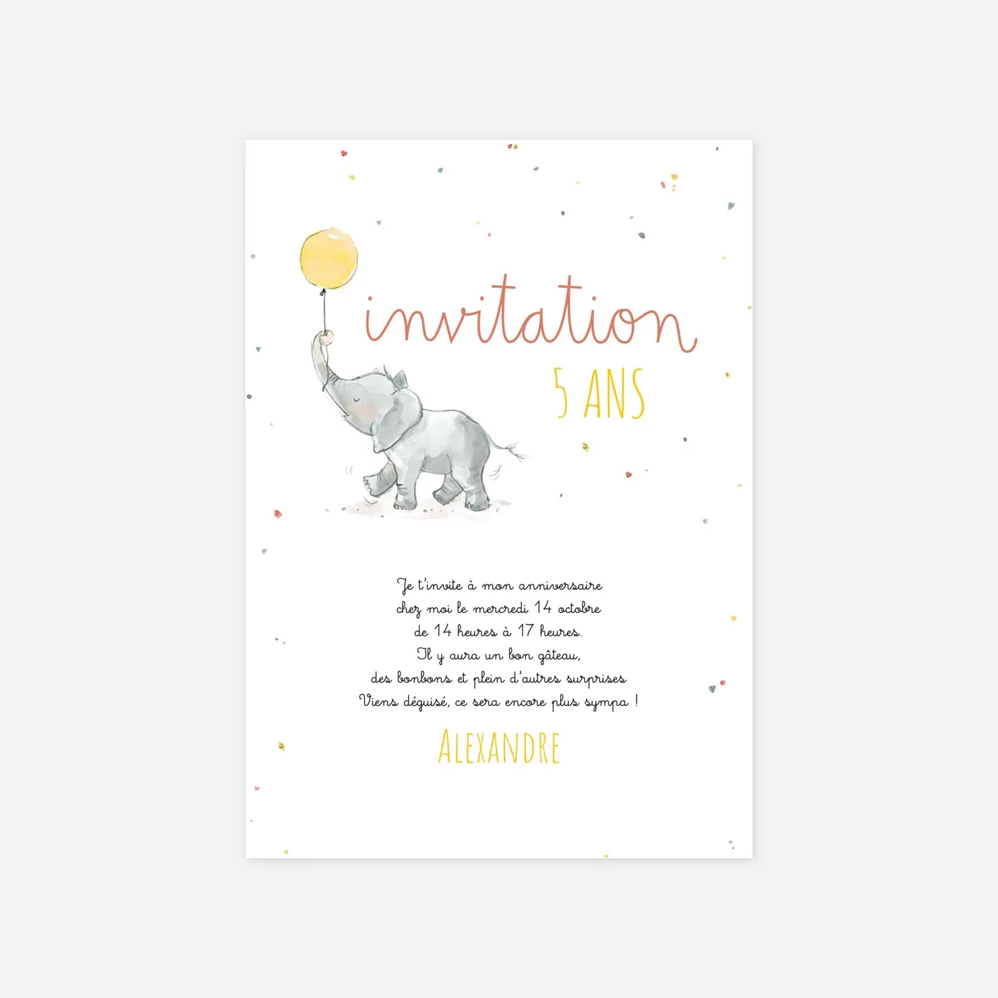 invitation anniversaire enfant Petit Éléphant