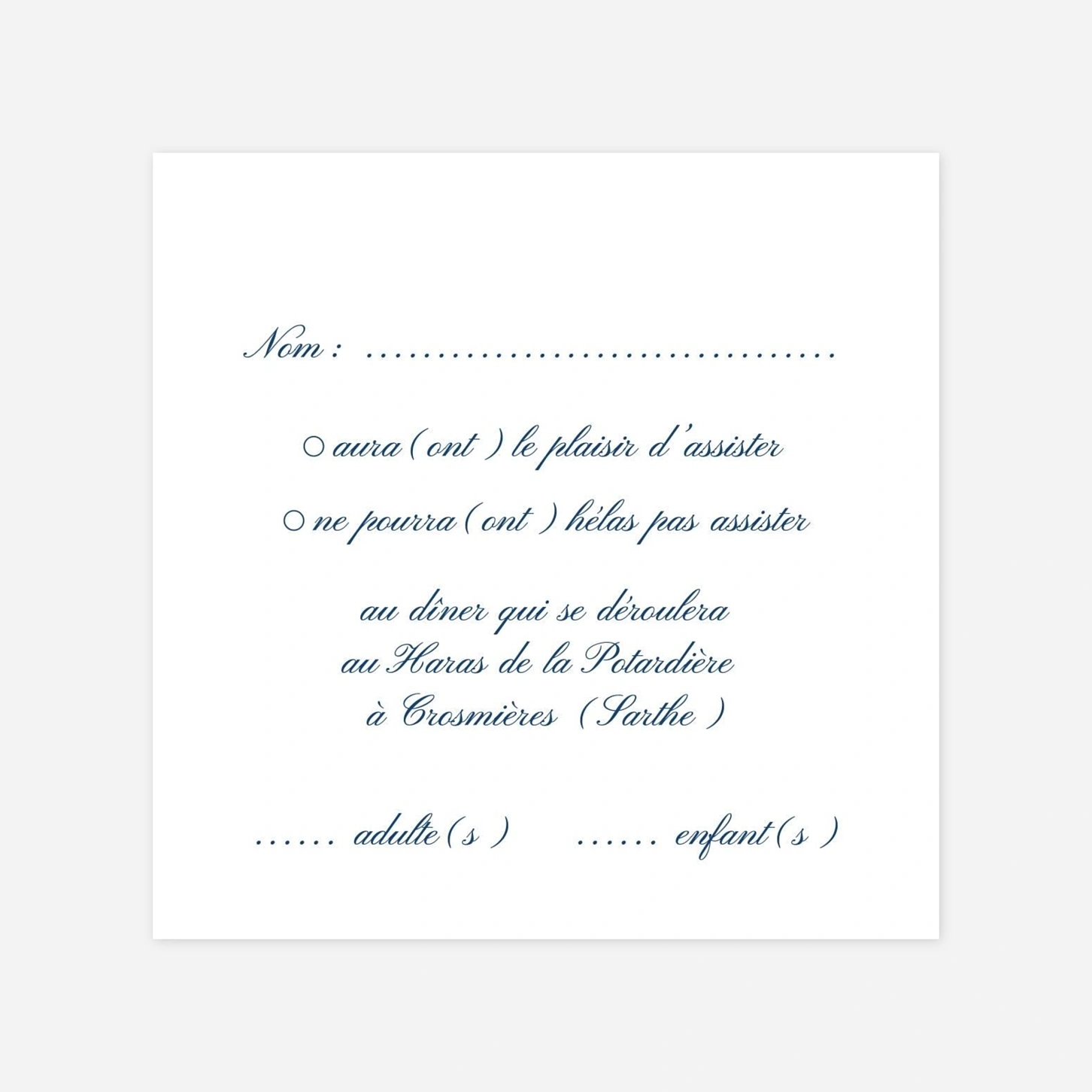 Carton réponse Élégant