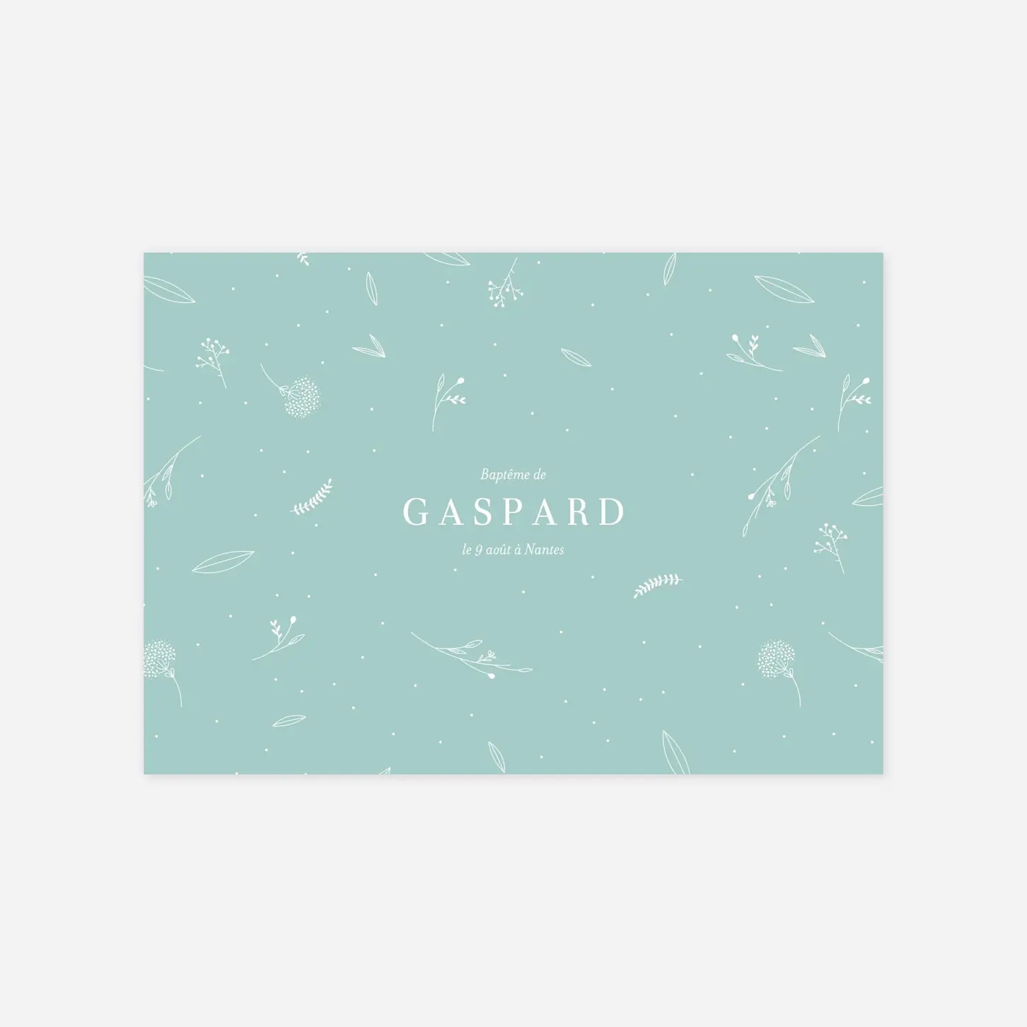 Faire-part baptême Élégant feuillage