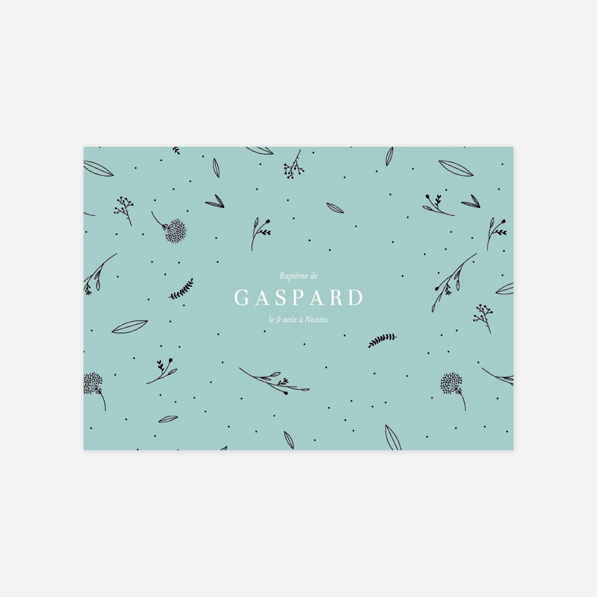 Faire-part baptême Élégant feuillage