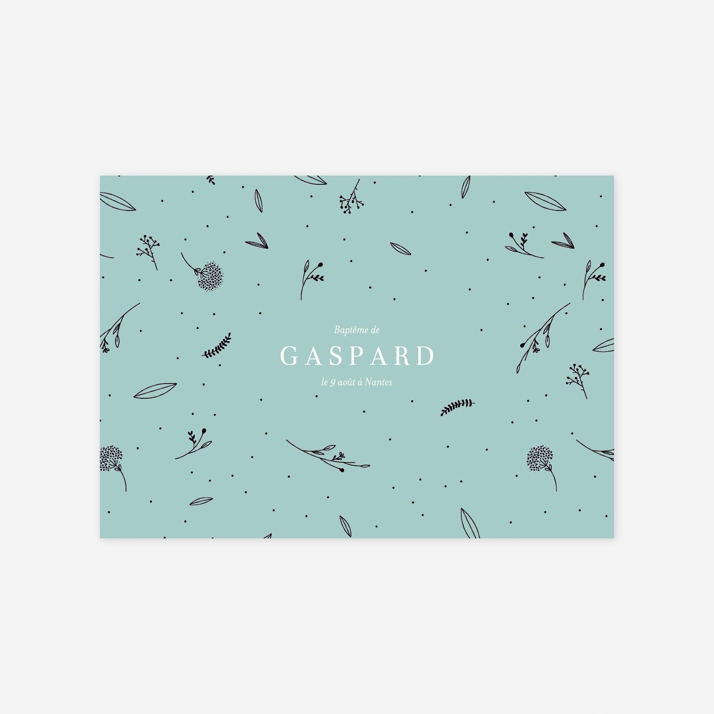 Faire-part baptême Élégant feuillage