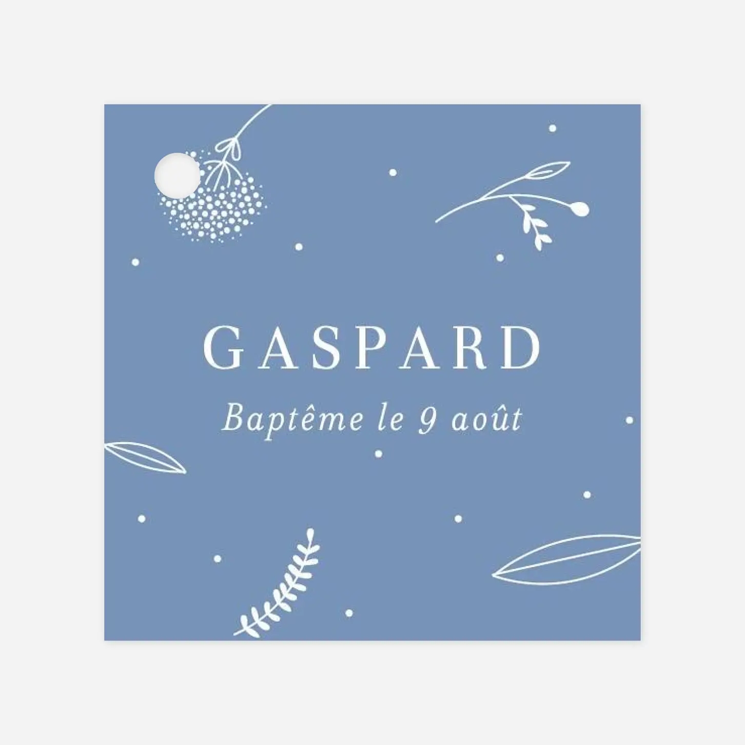 Étiquette baptême Élégant feuillage