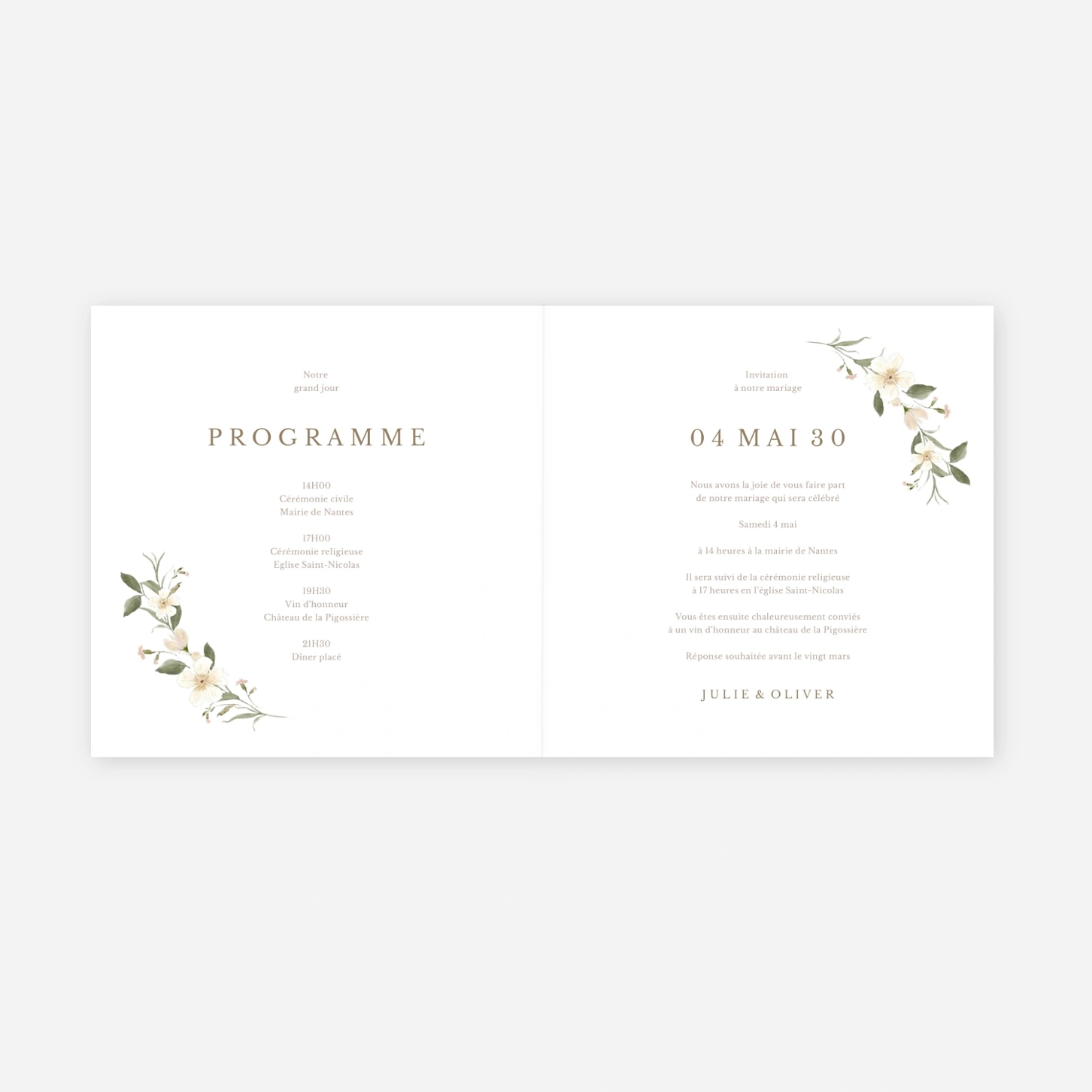 Faire-part mariage Élégance fleurie