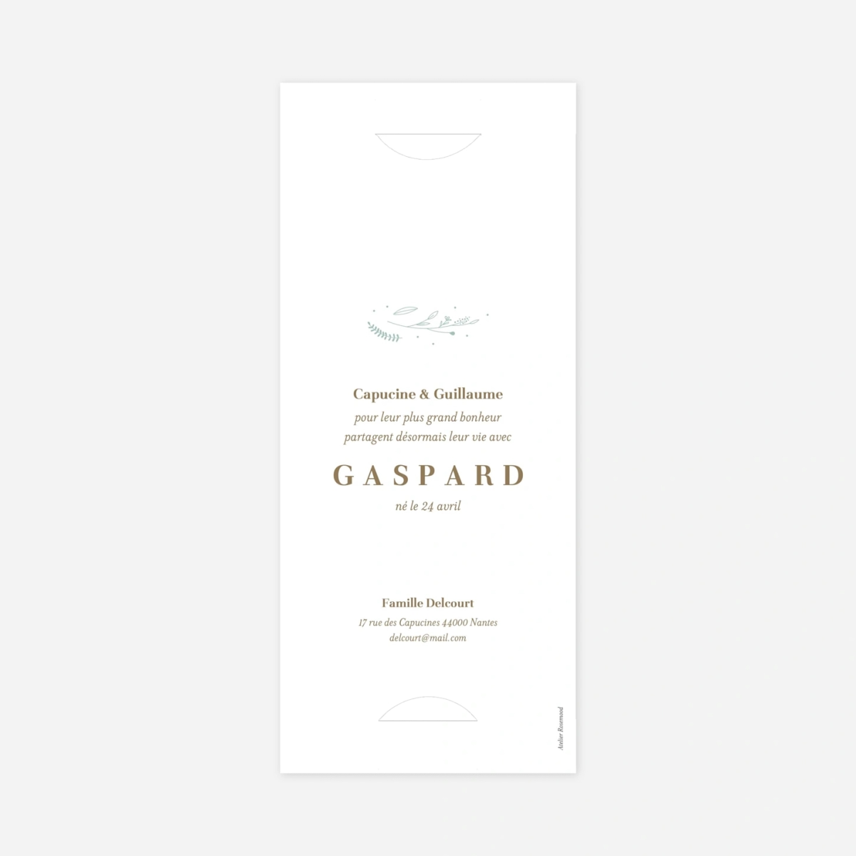 Faire-part naissance Élégant feuillage en pastel