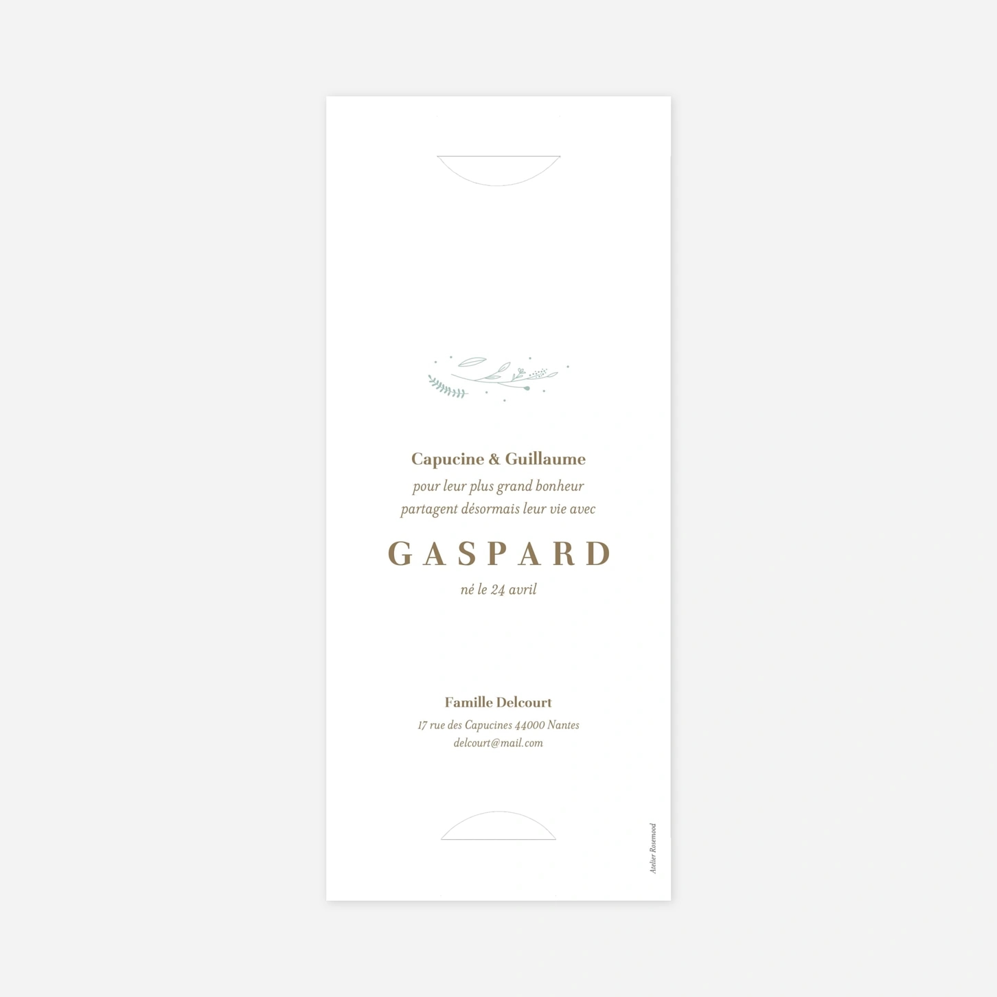 Faire-part naissance Élégant feuillage en pastel