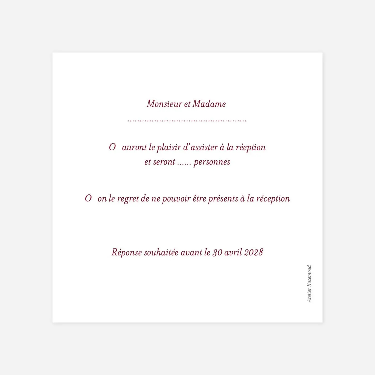 Carton réponse Élégance