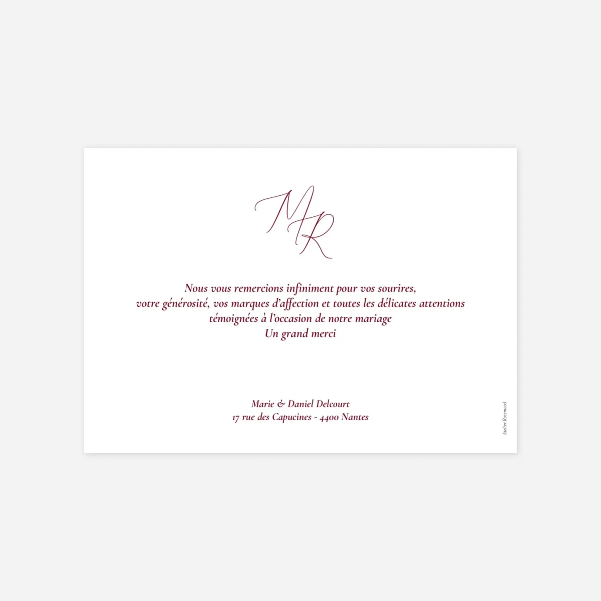 Carte de remerciements Élégance