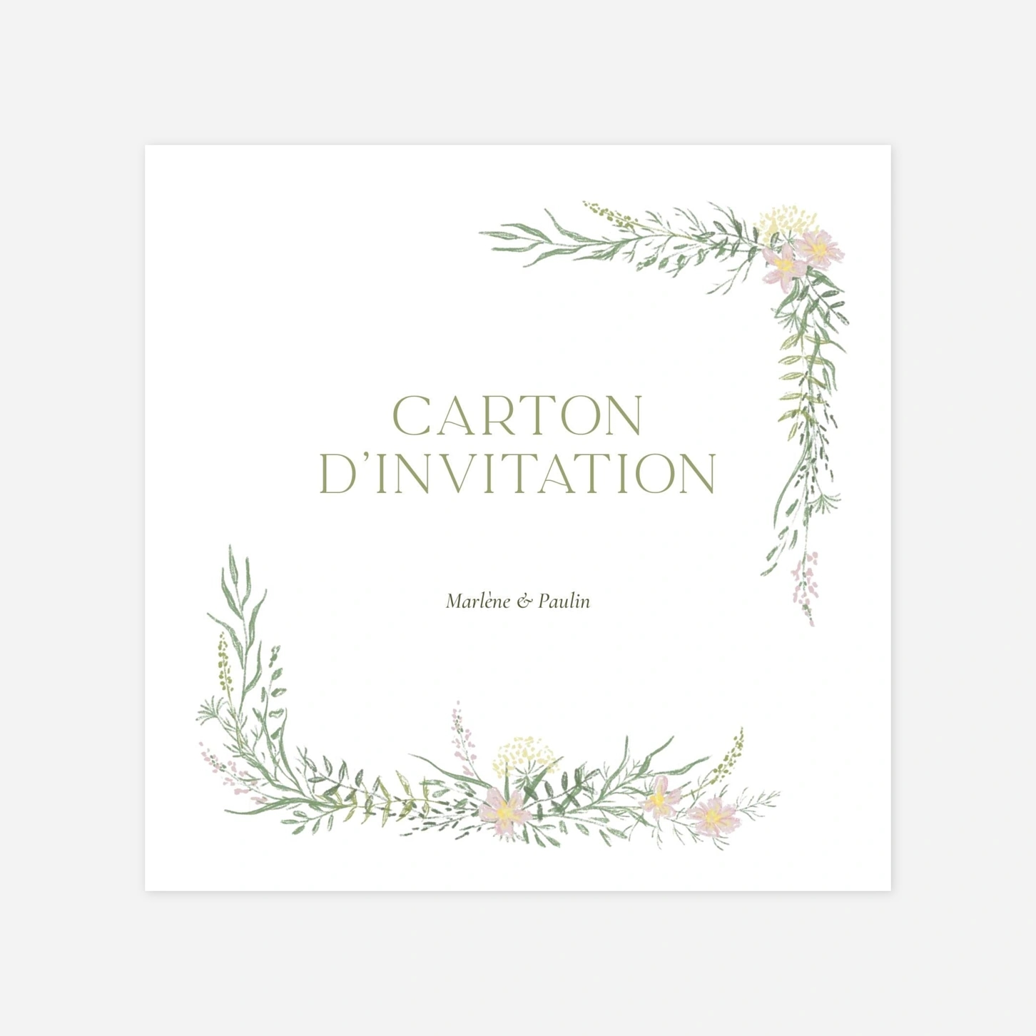 Carton d'invitation Élégance végétale