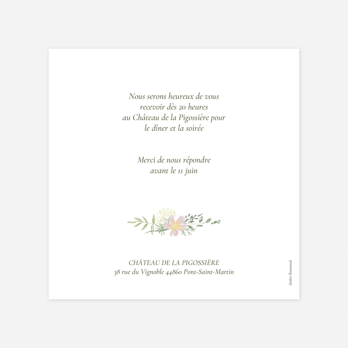 Carton d'invitation Élégance végétale