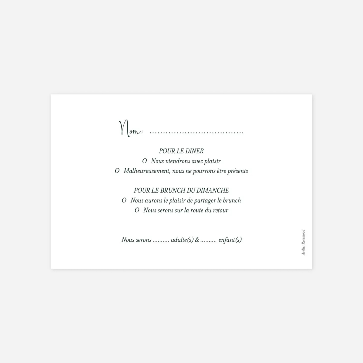 Carton réponse Enchanté