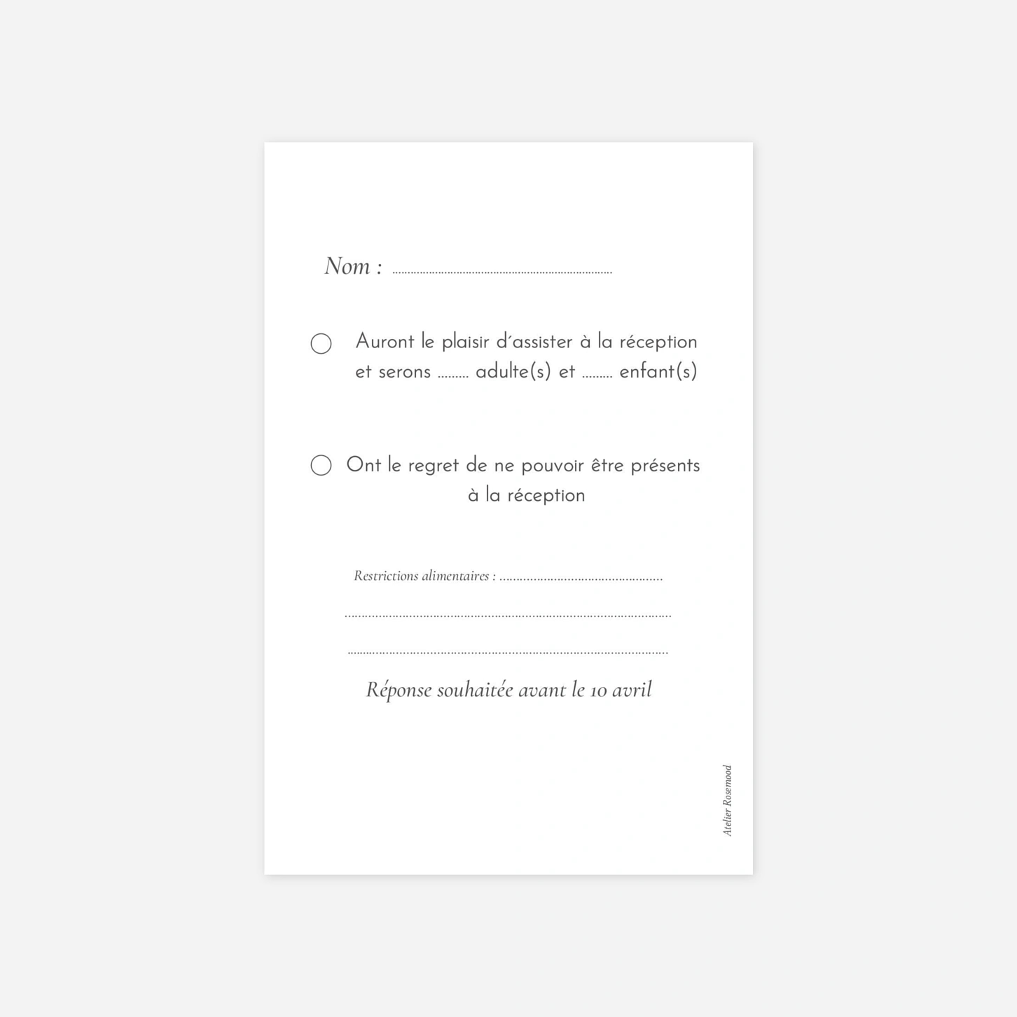 Carton réponse Envolée d'eucalyptus