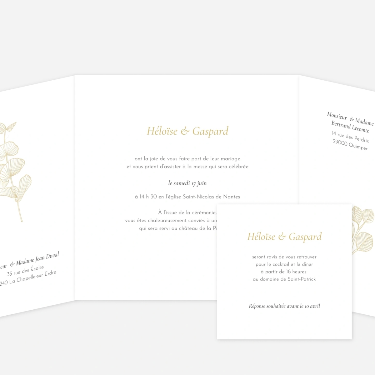 Faire-part mariage Envolée d'eucalyptus