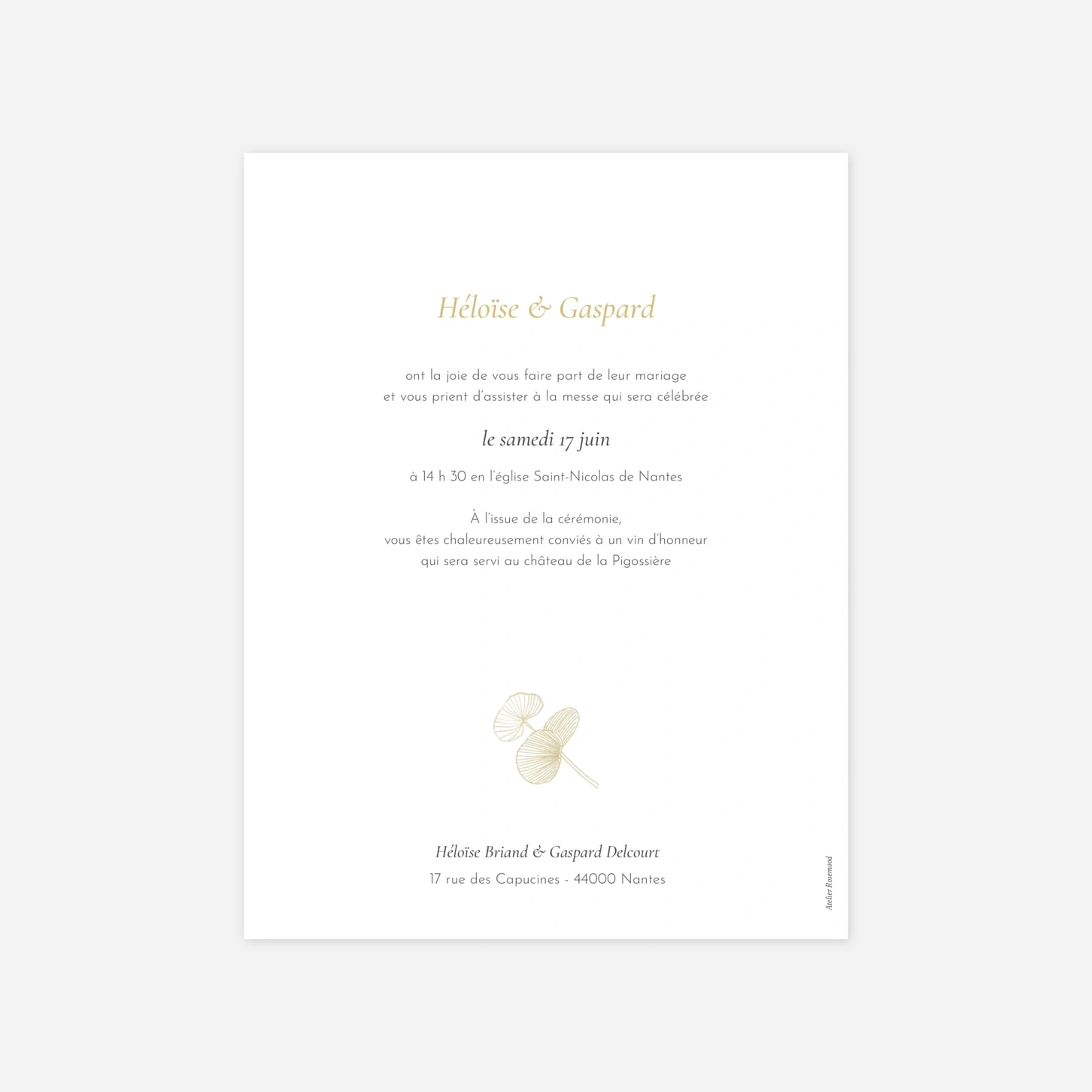 Faire-part mariage Envolée d'eucalyptus