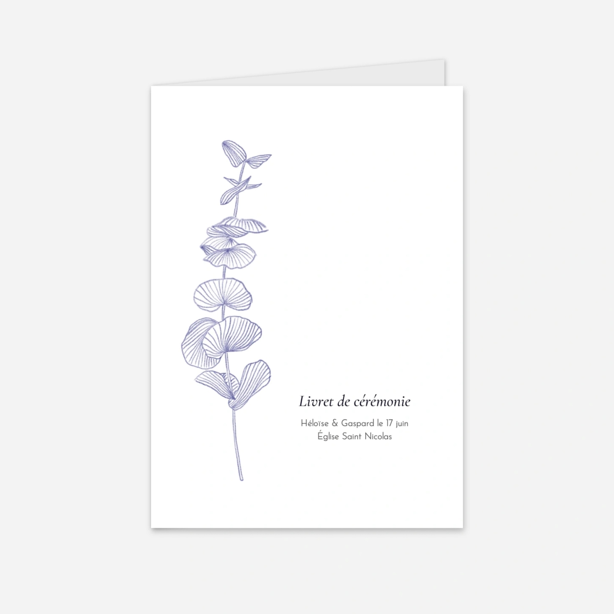 Livret de messe mariage Envolée d'eucalyptus